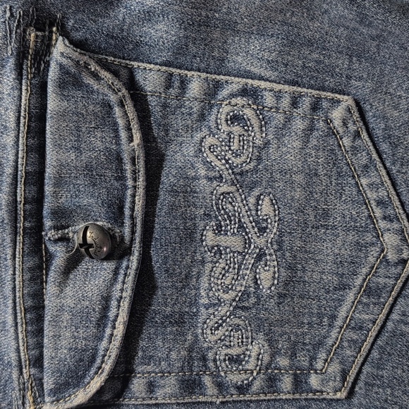 Industrial Cotton Jeans Size 7 Flare Embroidered Pocket - Picture 4 of 12